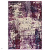 Colores Cloud CO08 Magenta Modern Abstract Durable Easy-Care Low Profile Ribbed Short Pile Magenta Purple/Cream Rug