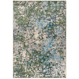 Colores Cloud CO09 Jungle Modern Abstract Durable Easy-Care Low Profile Ribbed Short Pile Ivory/Forest Green/Teal Blue/Slate Grey/Multicolour Rug