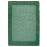 Colours Modern Plain Ribbed Contrast Smooth Border Hand-Woven Wool Green Rug 160 x 230 cm