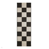 County Chequer Black In-Outdoor Flatweave Runner