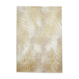 Creation 50051 Modern Botanical Ventation Distressed Metallic Shimmer Soft Textured Low Profile Short-Pile Beige/Gold Rug
