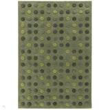 Dotty Modern Geometric Polka Dot Hand-Carved Hi-Low 3D Dome Textured Wool&Viscose Shimmer Green Rug