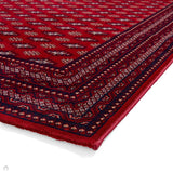 Dubai 62096 Traditional Diamond Motif Pattern Border Soft High Density Smooth Touch Polyester Deep Red/Navy/Black/White Runner