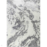 Emperor 325 Picasso EMP25 Modern Abstract Distressed Metallic Shimmer Soft Textured Hi-Lo Polyblend Short Pile Silver Rug