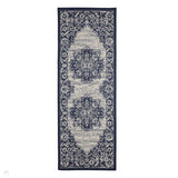 Flatweave Gel Medallion Navy Runner
