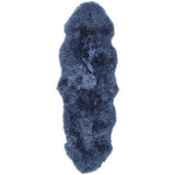 Genuine Luxury Sheepskin Plain Super Soft Long Haired Natural Wool Navy Rug