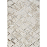 Glitz GLZ02 Modern Geometric Marble Distressed Metallic Shimmer Hi-Low Textured Soft-Touch Polyester Low Profile Short-Pile Ivory/Grey/Taupe Rug
