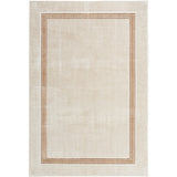 Glitz GLZ08 Modern Plain Ribbed Border Distressed Metallic Shimmer Hi-Low Textured Soft-Touch Polyester Low Profile Short-Pile Ivory/Cream/Beige/Taupe Rug