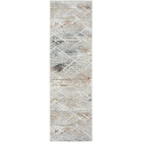 Glitz GLZ11 Modern Abstract Criss Cross Distressed Metallic Shimmer Hi-Low Textured Soft-Touch Polyester Low Profile Short-Pile Grey/Multicolour Runner