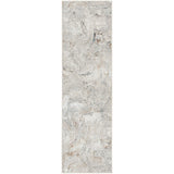 Glitz GLZ20 Modern Abstract Swirl Distressed Metallic Shimmer Hi-Low Textured Soft-Touch Polyester Low Profile Short-Pile Grey/Multicolour Runner