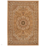 Grand Heritage GH101 Traditional Persian Floral Medallion Border Soft Stain-Resistant Durable Beige/Cream Rug