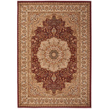 Grand Heritage GH101 Traditional Persian Floral Medallion Border Soft Stain-Resistant Durable Deep Red/Beige Rug