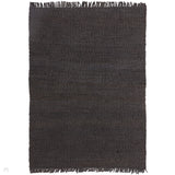 Grove Plain Hand-Woven Jute Flatweave Charcoal Grey Rug