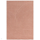 Hague Modern Plain Geometric Hand-Carved Hi-Low 3D Ridged Cut & Loop Pile Textured Wool Blush Rug