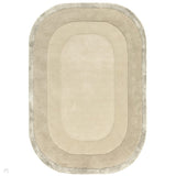 Halo Modern Plain Graduating Ombre Hand-Carved Hi-Low Textured Matt Wool Contrast Viscose Shimmer Border Calico Beige/Natural Oval Rug