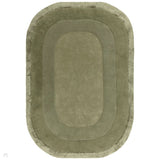 Halo Modern Plain Graduating Ombre Hand-Carved Hi-Low Textured Matt Wool Contrast Viscose Shimmer Border Sage Green Oval Rug