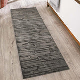 Hamilton Block HMT24 Modern Plain Tonal Geometric Layered Block Metallic Shimmer Soft-Touch Textured High-Density Carved Subtle Hi-Lo Polyblend Dark Grey Runner