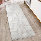 Hamilton Lunar HMT27 Modern Plain Tonal Geometric Layered Curves Metallic Shimmer Soft-Touch Textured High-Density Carved Subtle Hi-Lo Polyblend Silver Runner