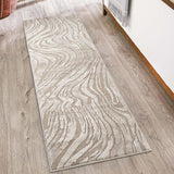 Hamilton Marble HMT25 Modern Plain Tonal Abstract Marbled Metallic Shimmer Soft-Touch Textured High-Density Carved Subtle Hi-Lo Polyblend Mocha Runner