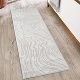 Hamilton Marble HMT25 Modern Plain Tonal Abstract Marbled Metallic Shimmer Soft-Touch Textured High-Density Carved Subtle Hi-Lo Polyblend Silver Runner