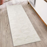 Hamilton Mosaic HMT26 Modern Plain Tonal Geometric Triangles Metallic Shimmer Soft-Touch Textured High-Density Carved Subtle Hi-Lo Polyblend Cream Runner