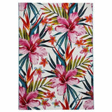 Havana 9574 Modern Floral Botanical Textured Soft Durable Easy-Care Polypropylene Short-Pile Multicolour/Pink/Cream/Green/Blue Rug