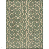 Horizon HOZ01 Modern Geometric Durable Stain-Resistant Weatherproof Flatweave In-Outdoor Green Rug
