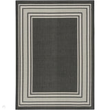 Horizon HOZ03 Modern Plain Border Durable Stain-Resistant Weatherproof Flatweave In-Outdoor Black Rug