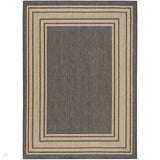 Horizon HOZ03 Modern Plain Border Durable Stain-Resistant Weatherproof Flatweave In-Outdoor Charcoal Rug