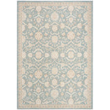 Isla ISL01 Traditional Floral Border Soft-Touch Textured Hi-Lo Polyblend Low-Profile Short Pile Blue Rug