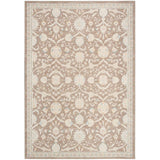 Isla ISL01 Traditional Floral Border Soft-Touch Textured Hi-Lo Polyblend Low-Profile Short Pile Mocha Rug