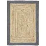 Jute Border Plain Hand-Woven Flatweave Natural/Grey Rug