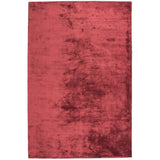 Katherine Carnaby Chrome Luxury Modern Plain Distressed Tonal Metallic Shimmer Hand-Woven High-Density Heavyweight Soft Textured Silky Viscose Claret Red Rug