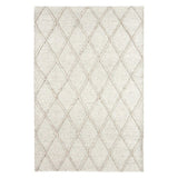 Katherine Carnaby Coast CD02 Modern Plain Geometric Diamond Shimmer Hand-Woven Textured Wool & Viscose Blend Looped Pile Flatweave Cream Rug