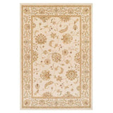 Kendra 2330 X Traditional Persian Classic Floral Vine Bordered Durable Easy-Care Low Profile Short Pile Ivory/Beige Rug