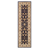 Kendra 3330 B Traditional Persian Classic Floral Vine Bordered Durable Easy-Care Low Profile Short Pile Navy Blue Runner
