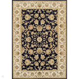 Kendra 3330 B Traditional Persian Classic Floral Vine Bordered Durable Easy-Care Low Profile Short Pile Navy/Beige/Sand Rug