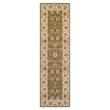 Kendra 3330 G Traditional Persian Classic Floral Vine Bordered Durable Easy-Care Low Profile Short Pile Green Runner