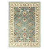 Kendra 45 L Traditional Persian Classic Floral Vine Bordered Durable Easy-Care Low Profile Short Pile Soft Aqua Blue/Duck Egg Green/Muted Teal Green Rug