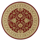 Kendra 45 M Traditional Persian Classic Floral Vine Bordered Durable Easy-Care Low Profile Short Pile Red Round Rug