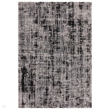 Kuza Abstract Modern Distressed Shimmer Hi-Lo Textured Soft Velvety Touch High-Density Durable Easy-Care Short Pile Light Grey/Black/Cream Rug