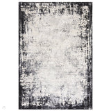 Kuza Border Modern Abstract Distressed Shimmer Hi-Lo Textured Soft Velvety Touch High-Density Durable Easy-Care Short Pile Light Grey/Charcoal/Cream Rug