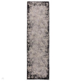 Kuza Border Modern Abstract Distressed Shimmer Hi-Lo Textured Soft Velvety Touch High-Density Durable Easy-Care Short Pile Light Grey/Charcoal/Cream Runner