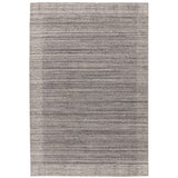 Larson Modern Plain Hi-Low Border Hand-Woven Textured Looped Wool Low Short Pile Charcoal Grey Rug