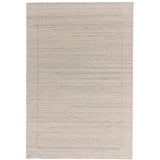 Larson Modern Plain Hi-Low Border Hand-Woven Textured Looped Wool Low Short Pile Ivory Rug