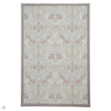 Laurence Llewelyn-Bowen Damask Modern Floral Ornate Abstract Border Metallic Shimmer Soft-Touch Smooth Textured Polyester Low Profile Short Pile Pearl Grey/Silver Grey/Blush/Terracotta Rug