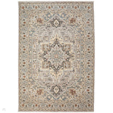 Legacy LEG05 Traditional Persian Medallion Border Soft-Touch Short Pile Polyester Flatweave Light Grey/Slate Blue/Ivory Rug