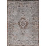 Louis De Poortere Fading World Medallion 8257 Grey Ebony Washable Polyester Flatweave Ebony Grey/Charcoal Black/Ash Grey/Bronze Brown/Pewter Eco-Rug