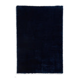 Lux Plain Plush Super-Soft Silky Shimmer Polyester Shaggy Navy Blue Rug