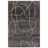 Mason Linear Modern Abstract Super Soft Carved Hi-Low Rib Textured Black/Grey/Cream Rug